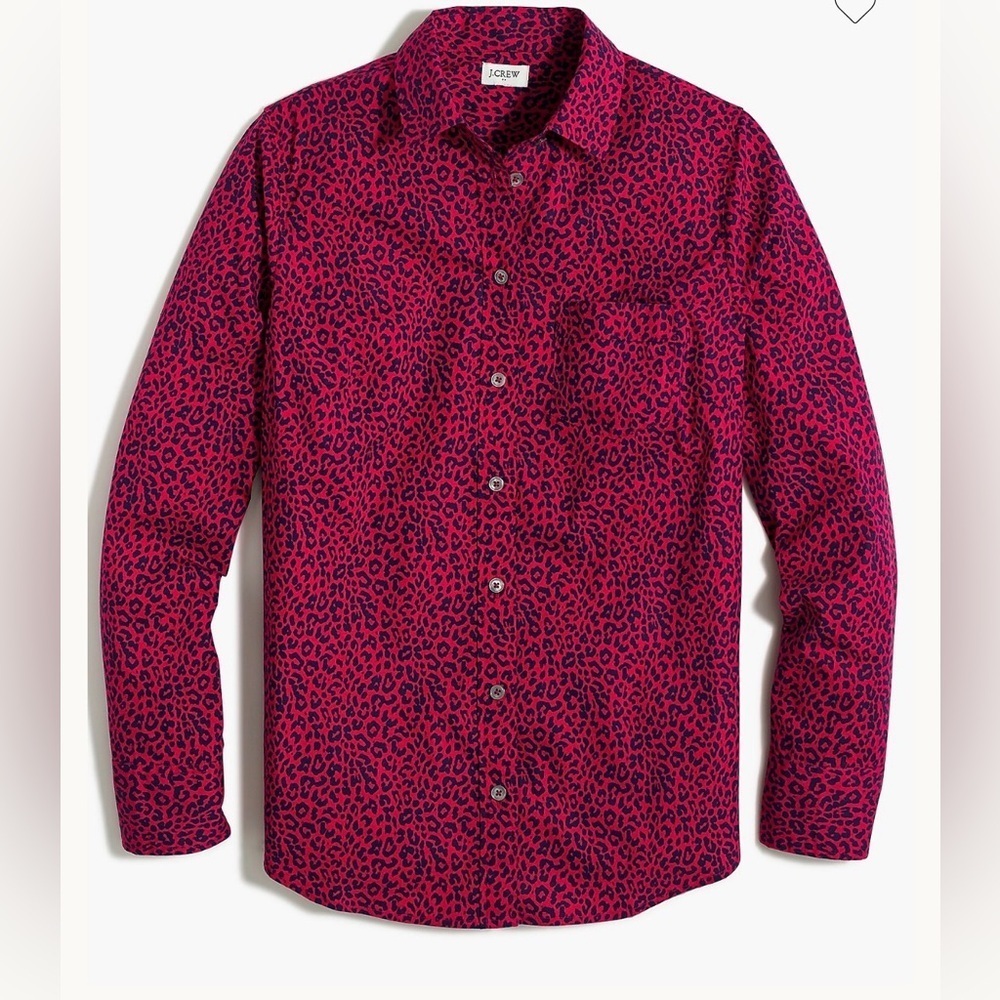 J Crew Button Stretch Cotton Poplin Shirt Signature Fit Size Medium New Animal